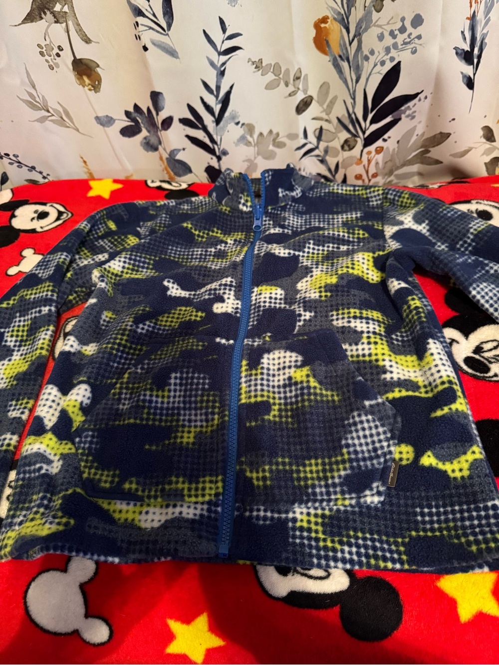 Kids Navy Blue and Lime Fleece Zip Jacket Eddie Bauer Size Small 7 8 C5